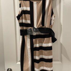 Dress Barn Black and Cream Sheath Midi Dress